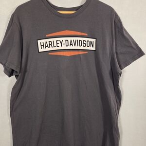 Harley-Davidson Men's Stacked Graphic Short Sleeve Tee in asphalt gray (K355)